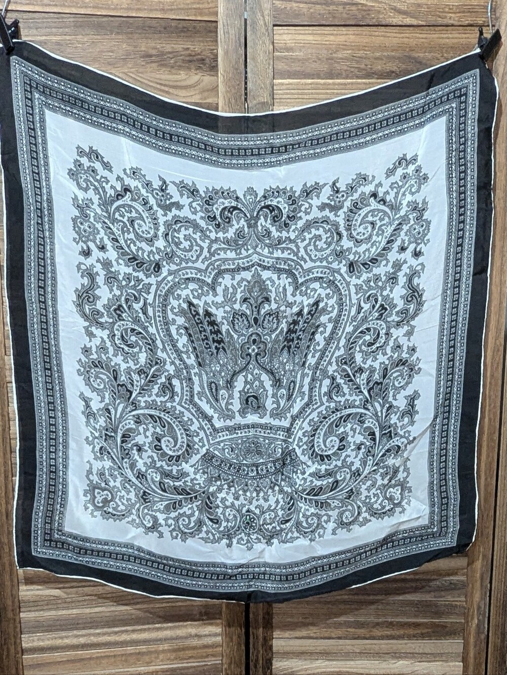 Vintage Black & White Paisley Square Scarf